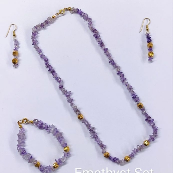 Jewelry - Emethyst set  real stones undyed unused export surplus material